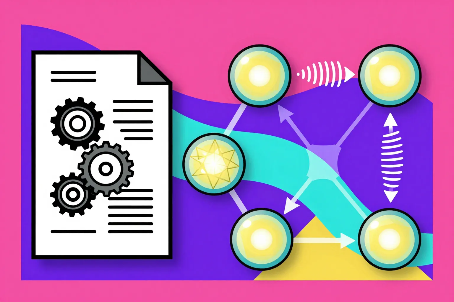 Geometric illustration of two divergent paths: a static crawler analyzing site files versus a live query stream connecting to ChatGPT, Perplexity, Claude, and Gemini
