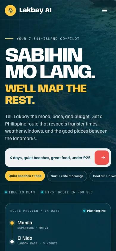 Mobile Lakbay AI interface